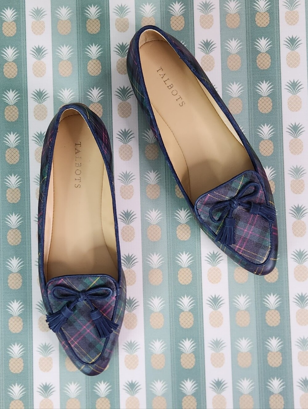 Talbots Tartan Plaid Francesca Pointed Toe Tassel Driving Moccasin - Picture 3 of 11
